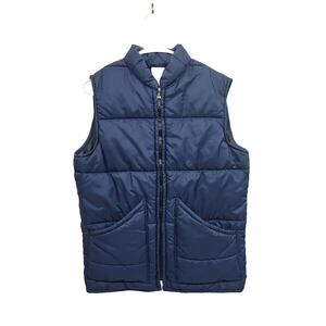 Men’s Vintage ‘70’s Zero Zone Puffer Quilted Blue Ski Vest Nylon Size Medium